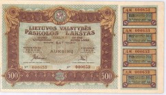 4,8% litewska pożyczka państwowa, Kowno 1921, 500 sztuk złota
4,8% litewska pożyczka państwowa, emisja Kowno 1921 r., data płatności: 1929 r., nominał...