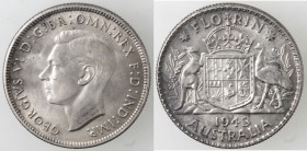 Monete Estere. Austrialia. Giorgio VI. Florin 1943. Ag 925. Km. 40. Peso gr. 11,31. SPL.