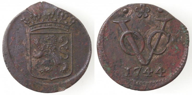 Monete Estere. Olanda. Indie Orientali. Duit 1744. Ae. Km. 70. Peso gr. 3,18. Di...