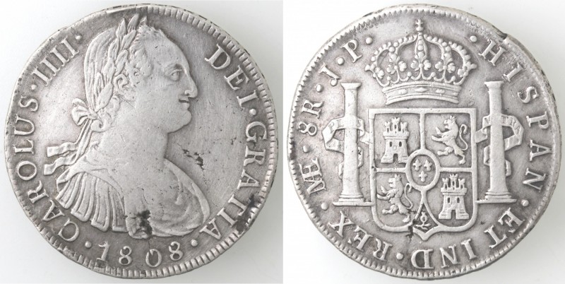 Monete Estere. Perù. Lima. Carlo IIII. 1788-1808. 8 Reales 1808 I J. Ag. Km 97. ...