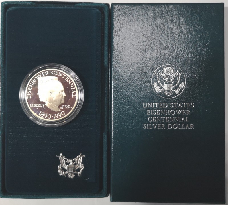 Monete Estere. USA. Dollaro 1990 P. Ag. Eisenhower. In confezione originale dell...