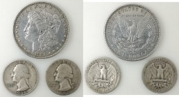 Monete Estere. USA. Lotto di 3 monete in Argento. Morgan 1882 e 2 Quarti di Dollaro. Conservazione da MB a BB. (D. 0621)