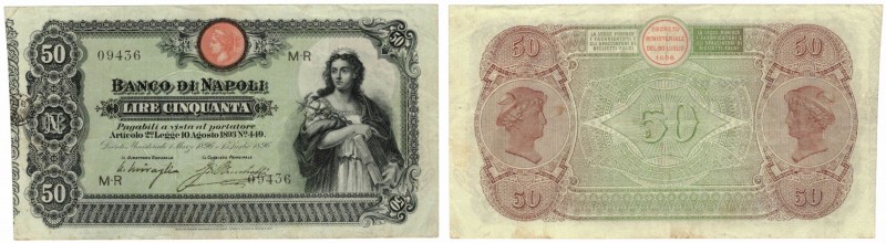 Banconote. Banco di Napoli. 50 Lire Industrie. D.M. 15-07-1896. Gig. BN5A. BB. M...