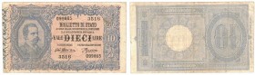 Banconote. Regno D'Italia. Vittorio Emanuele III. 10 Lire Effigie di Umberto I. D.M. 29-07-1918. Gig. BS17E. qBB/BB. R. (D. 6920)