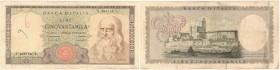 Banconote. Repubblica Italiana. 50.000 Lire Leonardo. D.M. 19 Luglio 1970. Gig. BI78B2. qBB/BB. Scritte e pieghe. R. (D. 7220)