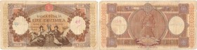 Banconote. Repubblica Italiana. 10.000 Lire Regine del Mare. D.M. 26 Gennaio 1957. Gig. BI73K. Scritte. Strappi e foro centrale. MB. (D. 6320)