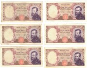 Banconote. Repubblica Italiana. 10.000 Lire Michelangelo. Lotto di 6 Pezzi. Decreti dal 1962 al 1970. Mediamente BB. (D. 7220)