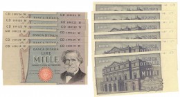 Banconote. Repubblica Italiana. 1.000 Lire G.Verdi. 2° Tipo. D.M. 30-05-81. Gig. BI56I. Lotto di 6 pezzi Serie Consecutive. FDS. (D. 0121)