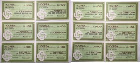 Miniassegni. ICCREA Istituto di Credito delle Casse Rurali e Artigiane Spa. Lotto di 12 pezzi diversi da 100 Lire. FDS.