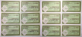 Miniassegni. ICCREA Istituto di Credito delle Casse Rurali e Artigiane Spa. Lotto di 12 pezzi diversi da 100 Lire. FDS.