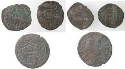 Zecche Italiane. Lotto 3 monete. Ancona. Gregorio XIII. 1572-1585. Quattrino, Macerata. Quattrino e Gubbio. Quattrino. Ae. Mediamente MB.