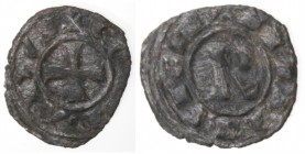 Zecche Italiane. Brindisi. Corrado I. 1250-1254. Denaro REX in monogramma. Mi. Sp. 153. Peso 0,57 gr. Diametro 16 mm. BB.