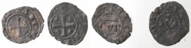 Zecche Italiane. Brindisi. Lotto di 2 monete. Corrado II. 1254-1258. Denaro con C tra crescenti. Sp. 178. Denaro con CVR. Sp. 173. Mi. Mediamente BB.