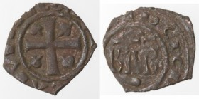Zecche Italiane. Brindisi. Carlo I d'Angiò. 1266-1282. Denaro con KAR e doppio omega. Mi. Sp. 50 var. Peso gr. 0,65. Diametro mm. 13,50. BB+.