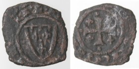 Zecche Italiane. Brindisi. Carlo I d'Angiò. 1266-1282. Denaro con stemma. Mi. Sp. 54. Peso gr. 0,80. Diametro mm. 13. BB. NC.