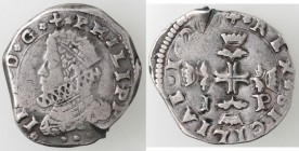 Zecche Italiane. Messina. Filippo IV. 1621-1665. 3 tarì 1626. Ag. Sp. 50. Peso gr. 7,68. Diametro mm. 25. BB. Fessura di conio. (D. 0821)
