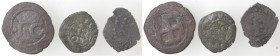 Zecche Italiane. Napoli. Lotto di 3 monete. 2 denari gherardini di Carlo II e 1 sestino di Giovanna con il figlio Carlo. Mi. Mediamente MB+.