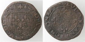 Zecche Italiane. Napoli. Luigi XII. 1501-1503. Sestino. Mi. P/R 5. Peso gr. 1,75. Diametro mm. 20,50. MB. (D. 0721)
