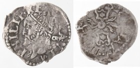Zecche Italiane. Napoli. Filippo II. 1554-1556. Grano. Ag. P.R. 49a. Peso gr. 0,26. Diametro mm. 14. BB. RRR. (D. 2720)