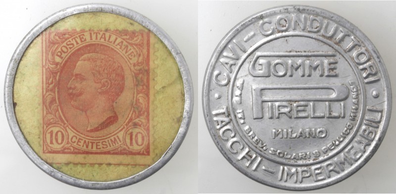 Varie. Gomme Pirelli. Milano. Gettone di Necessità da 10 centesimi. 1919-1923. A...