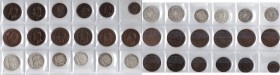 Casa Savoia. Vittorio Emanuele II. 1861-1878. Lotto di 18 monete. 2 monete da 2 Lire, 4 monete da 1 lira in Argento e 8 monete da 10 Centesimi, 3 mone...