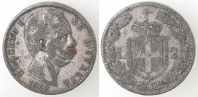 Casa Savoia. Umberto I. 1878-1900. 2 Lire 1883. MB. Gig. 27. Peso gr. 7,47. MB. Falso d'epoca. (D. 6020)