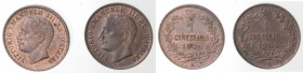 Casa Savoia. Vittorio Emanuele III. 1900-1943. Lotto di 2 monete. 1 Centesimo Valore 1904 e 1905. Ae. Mediamente qFDC. Residui di rame rosso.