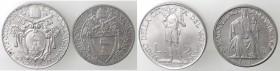 Vaticano. Roma. Pio XII. 1939-1958. Lotto 1 Lira 1942 e 2 Lire 1941. Ac. SPL.