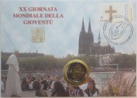 Vaticano. Roma. Benedetto XVI. 2005-2013. Joseph Aloisius Ratzinger. 2 Euro 2005 con francobollo commemorativi della XX° Giornata Mondiale della Giove...