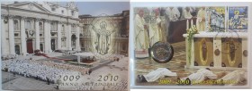 Vaticano. Roma. Benedetto XVI. 2005-2013. Joseph Aloisius Ratzinger. 2 Euro 2010 con francobolli commemorativi dell' Anno Sacerdotale. FDC. (D. 0521)