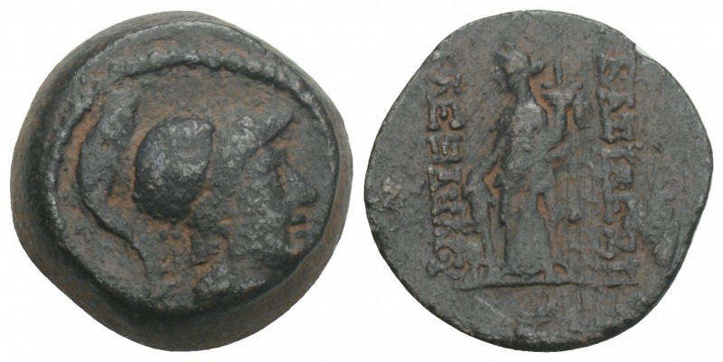 Greek
Seleukid Kingdom. Alexander II Zebinas. 128-122 B.C. AE 4.4gr 16.1mm
 Head...