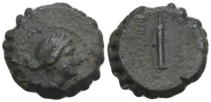 SELEUKID KINGS OF SYRIA. Demetrios I (?)(162-150 BC). Ae. 7gr 20.4mm
 Obv: Bust ...