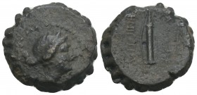 SELEUKID KINGS OF SYRIA. Demetrios I (?)(162-150 BC). Ae. 7gr 20.4mm
 Obv: Bust of Artemis right; behind, bow and quiver; dotted border. Rev: ΒΑΣΙΛΕΩΣ...