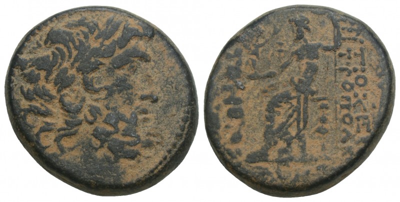Greek Coins
SELEUKIS & PIERIA. Antioch. Ae 9.7gr 20.9mm
Obv: Laureate head of Ze...