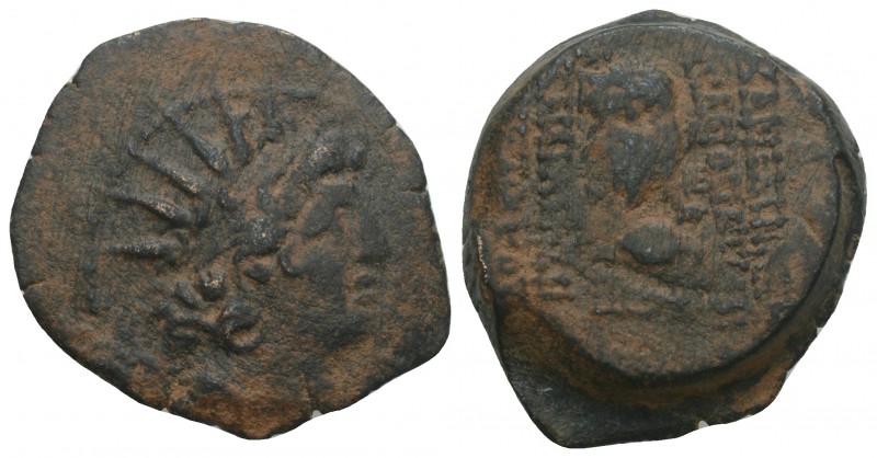 Seleukid Kings of Syria. Cleopatra Thea & Antiochos VIII Æ6.9gr 21.7mm. Antioch,...