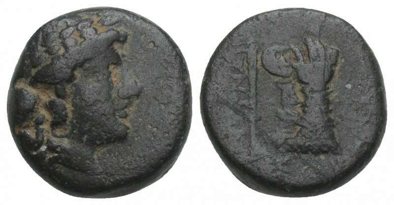 Smyrna (BC 190-75) AEca 190-75 BC. AE . 2.6gr 13.2mm
 Head of Apollo right / Han...