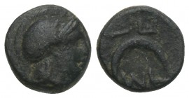 Greek
 Bronze Æ 1 gr 9.2mm Laureate head of Athena