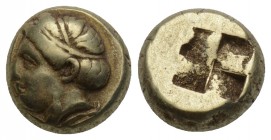 Greek 
IONIA. Phokaia. Circa 478-387 BC. Hekte. 2.6gr 9.6mm
 Head of a female to left; below, seal to left. Rev. Quadripartite incuse square. Bodenste...