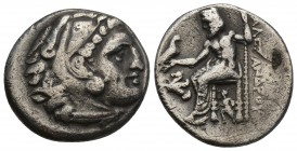 Greek Coins
KINGS OF MACEDON. Alexander III 'the Great' (336-323 BC). Drachm. Lampsakos. 4gr 18.1mm
Obv: Head of Herakles right, wearing lion skin.
Re...