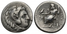 Greek
 KINGS OF MACEDON. Alexander III 'the Great' (336-323 BC). drachm. 4.2gr 16.8mm
Obv: Head of Herakles right, wearing lion skin. Rev: AΛΕΞΑΝΔΡOY....