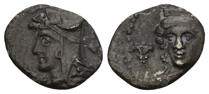 Greek
 Cilicia - Uncertain AR Obol - (4th century BC) 0.5gr 11.5mm
 Head of fema...