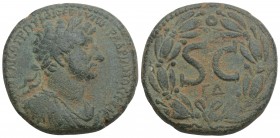 SYRIA, Seleucis and Pieria. Antioch . Hadrian. AD 117-138. Æ As 14.3gr 27.1mm
 Laureate, draped, and cuirassed bust right; c/m: laurel branch within r...