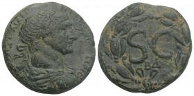 Roman Imperial Coins
Trajan, 98 - 117 AD AE As, Syria, Seleucis & Pieria, Antioch Mint 13.3gr 25.1mm
Obverse: Laureate head of Trajan right.
Reverse: ...