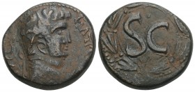 Roman Provincial 
Tiberius (14-37). Seleucis and Pieria, Antioch. Æ 15.4gr 24.5mm, AD 31-2. 
Laureate head r. R/ Large SC within laurel-wreath. RPC I ...