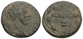 Roman Provincial 
Marcus Aurelius Æ 24mm of Hierapolis, Seleucis and Pieria. Circa AD 161-162. Bronze Æ 8.7gr 21.9mm
 MA AYP ANTΩNINOC, laureate head ...