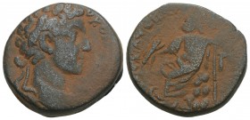 Roman Provincial coins 
 radiate bust of Commodus L./ Zeus seated left, holding thunderbolt and scepter. 9.1gr 21.4mm