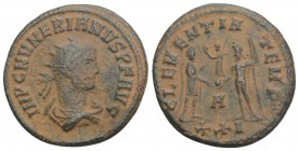 Numerian. A.D. 283-284. Æ antoninianus 3.7 gr 21.2mm. Cyzicus, A.D. 284. 
IMP C NVMERIANVS P F AVG, radiate, draped and cuirassed bust of Numerian rig...