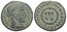 Roman Imperial
Constantine I Æ Nummus. Thessalonica, AD 320-324. 3.3GR 18.3MM
CONSTANTINVS AVG, laureate head right / D N CONSTANTINI MAX AVG, laurel ...