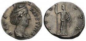 Roman Imperial
Diva Faustina I (wife of A. Pius) AR Denarius. Rome, AD 140-141. 3.6gr 17.5mm
DIVA FAVSTINA, bust draped right / AVGVSTA, Ceres standin...