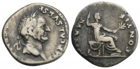 Roman Imperial Coins VESPASIAN (69-79). Denarius. Rome. 3.3gr 18mm
Obv: IMP CAES VESP AVG CENS. Laureate head right. Rev: PONTIF MAXIM. Vespasian seat...